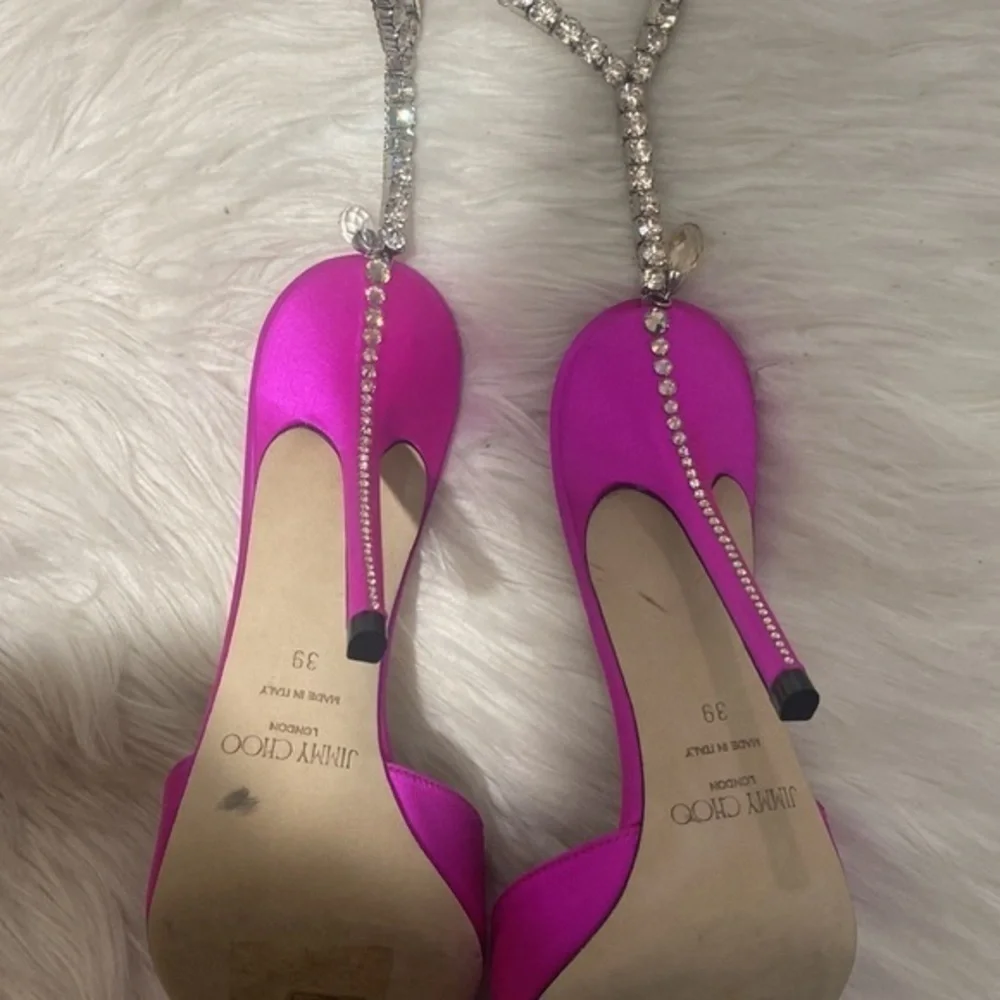 Jimmy Choo‎ Saeda Crystal ankle strap pointed toe pump size 39EU